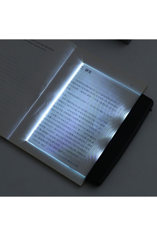 مصباح كتاب LED محمول مسطح باللون الأسود، إضاءة عالية السطوع لحماية العين، مصباح دراسة بجانب السرير، شفاف