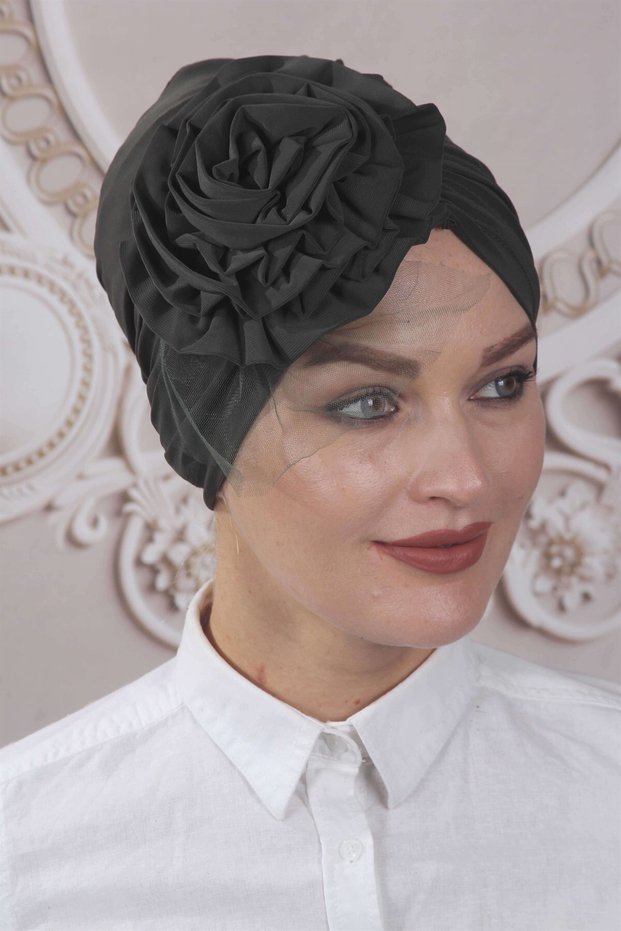 Tulle Rose Bonnet Khaki
