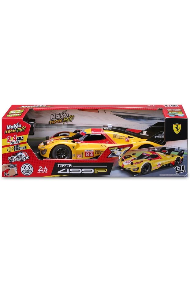 - Ferrari 499P LMH #83 Le Mans 2024-1/16 - RC Vehicle 2.4 GHz - Rechargeable RC Car - Speed 13.7 km/h - Realistic Racing Model - Toy for Children and Collection