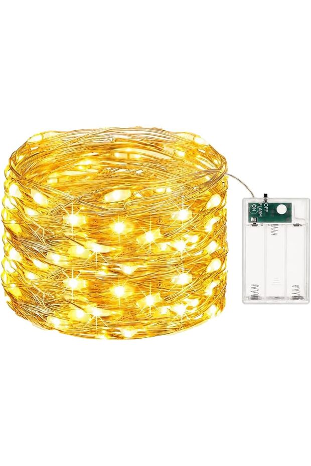 سلسلة أضواء LED بطول 10 أمتار، 100 مصباح، إضاءة دافئة بيضاء، وضعان للتشغيل، أضواء زينة لعيد الميلاد وديوالي