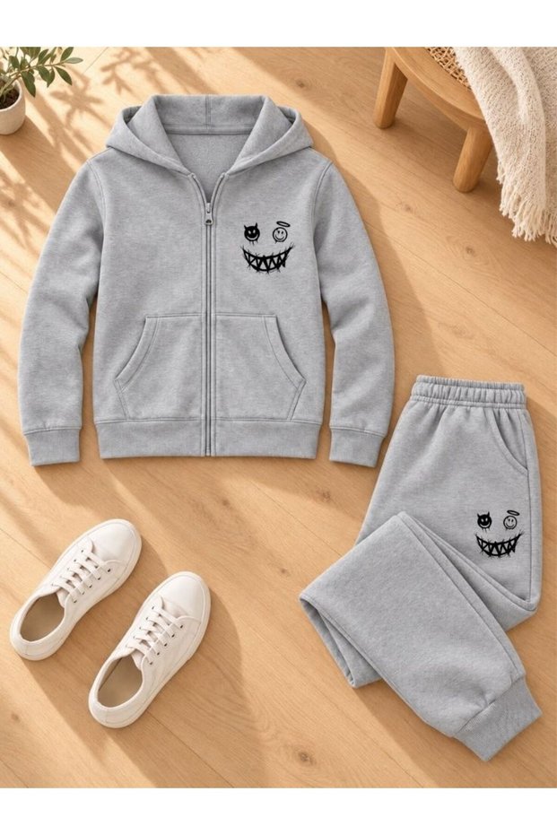 Armikids Unisex Multi-Printed Hooded Zipper Sweatsuit Set, Ages 7–14