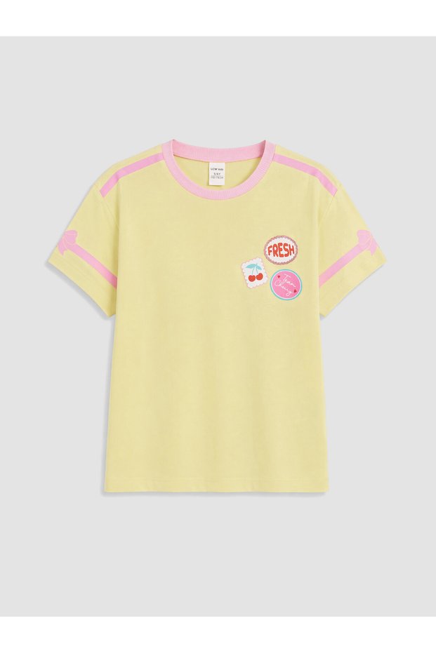 Alita City Lcw Kids Yellow Printed Standard & Regular Short Sleeve Girls' T-Shirt with a Difference