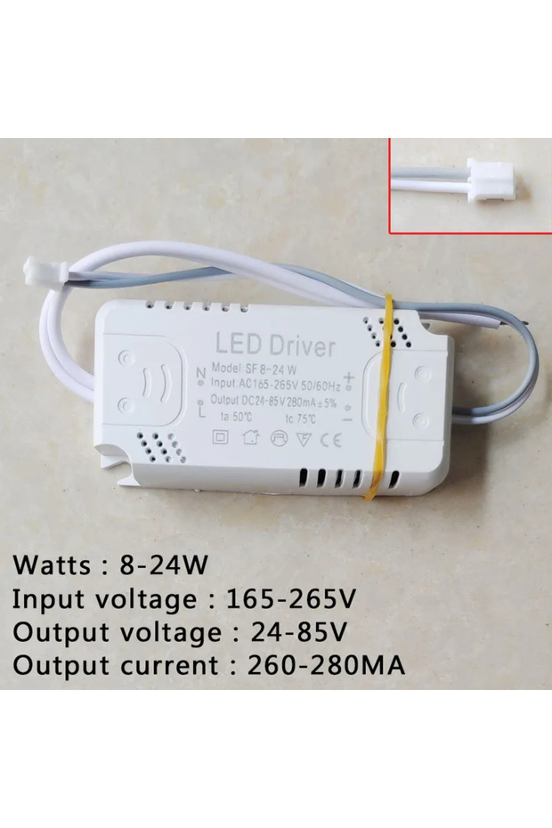 محول تشغيل LED بقدرة 8-24 واط لإضاءة LED، محول تيار متردد 165-265 فولت غير عازل لإضاءة السقف LED