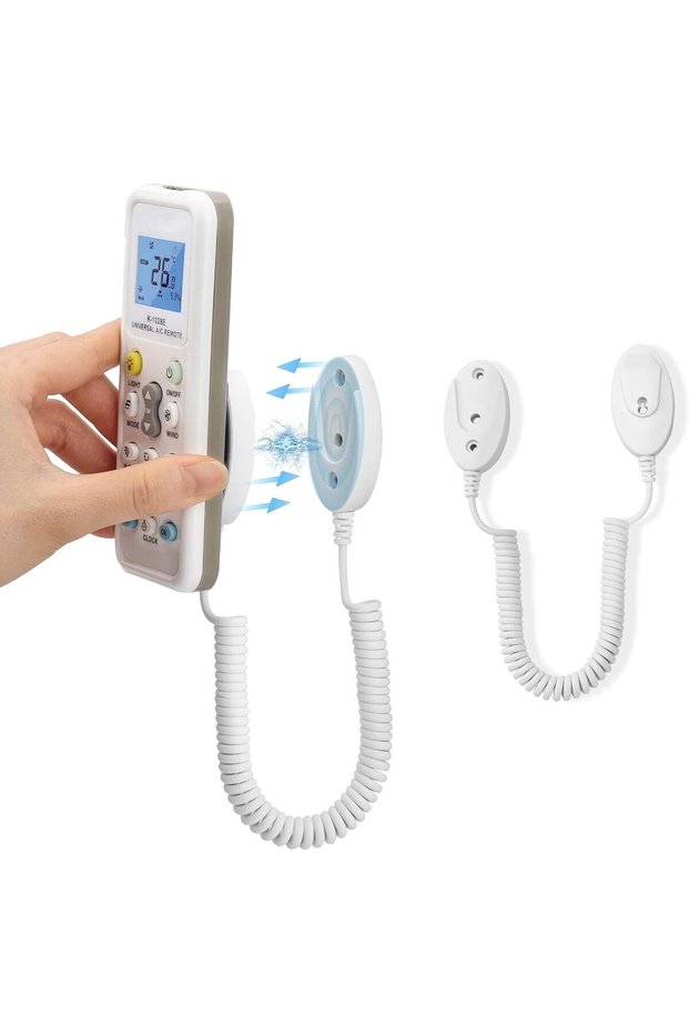 2-Pack Magnetic Remote Control Holders with Spring Ropes, Wall-Mount Adhesive, Anti-Loss, Extendable
