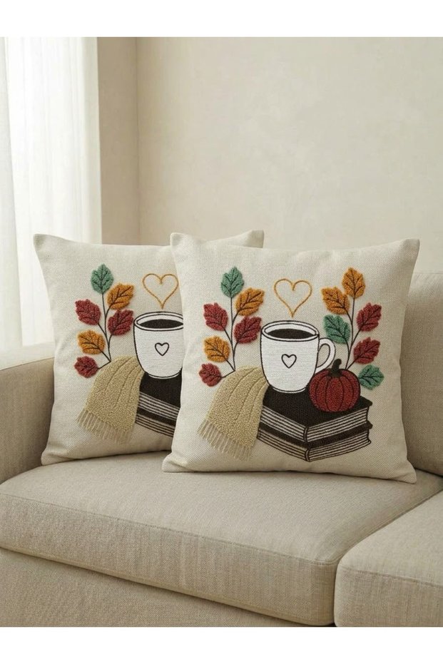 Set of 2 Decorative Cushion Pillowcases with Textured Design, 43x43 cm – Stylish Living Room Pillowcase Set