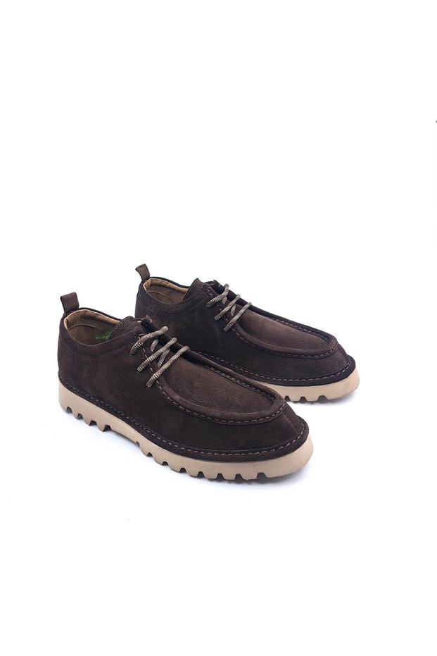 Genuine Suede Leather, Lightweight Design, Moc-Toe Style, Brown Suede Casual Men's Shoes