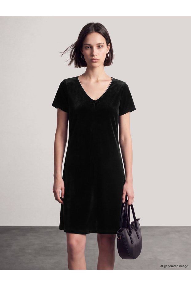TWO MT SHOP QUALITY LCW Comfort Black Velvet Shift Dress