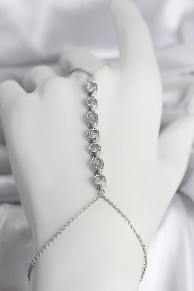 Brass Silver Color Rowed Zircon Stone Women's Shahmeran - Tj-Sn756