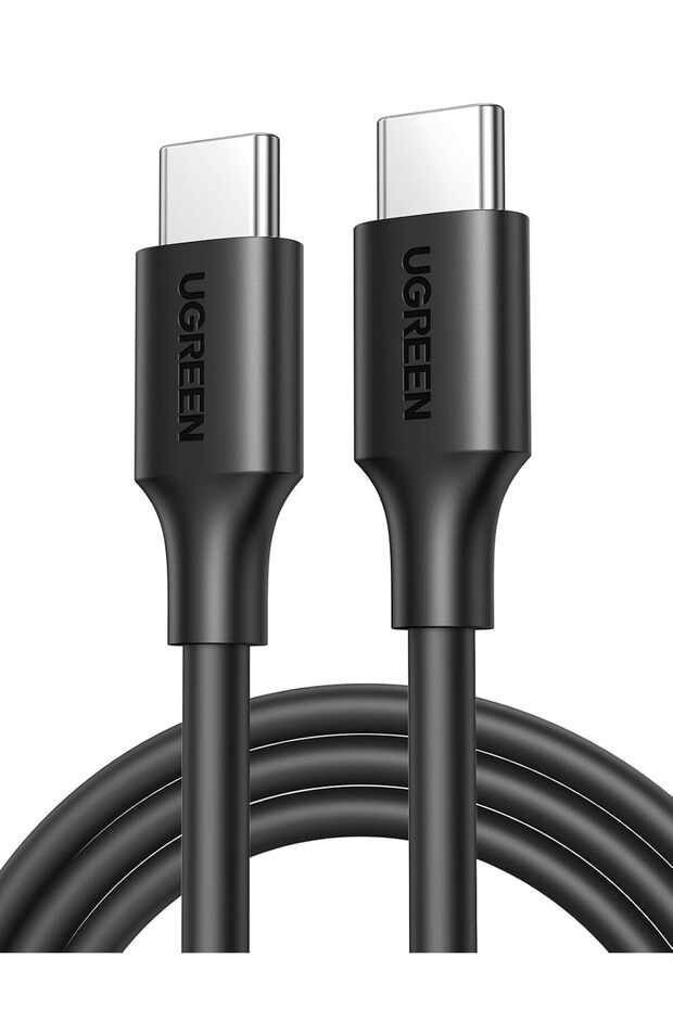 كابل من النوع C، طول 2 متر، 60 واط، كابل شحن سريع من USB C إلى USB C، PVC أسود