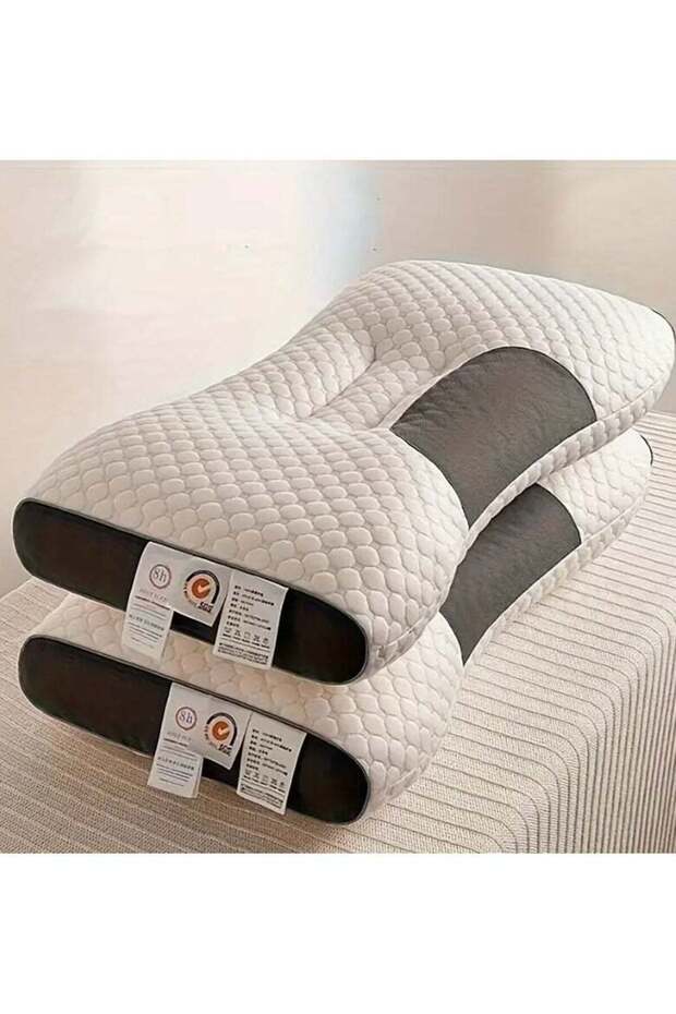 Knitted Neck Pillow Set of 2, Ergonomic Contour Cervical Pillow with Removable Washable Cover