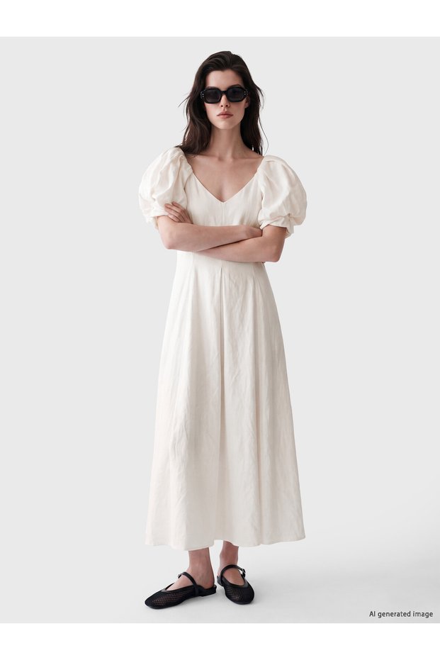 TWO MT SHOP QUALITY LCW Comfort Ecru Voile Straight Dress