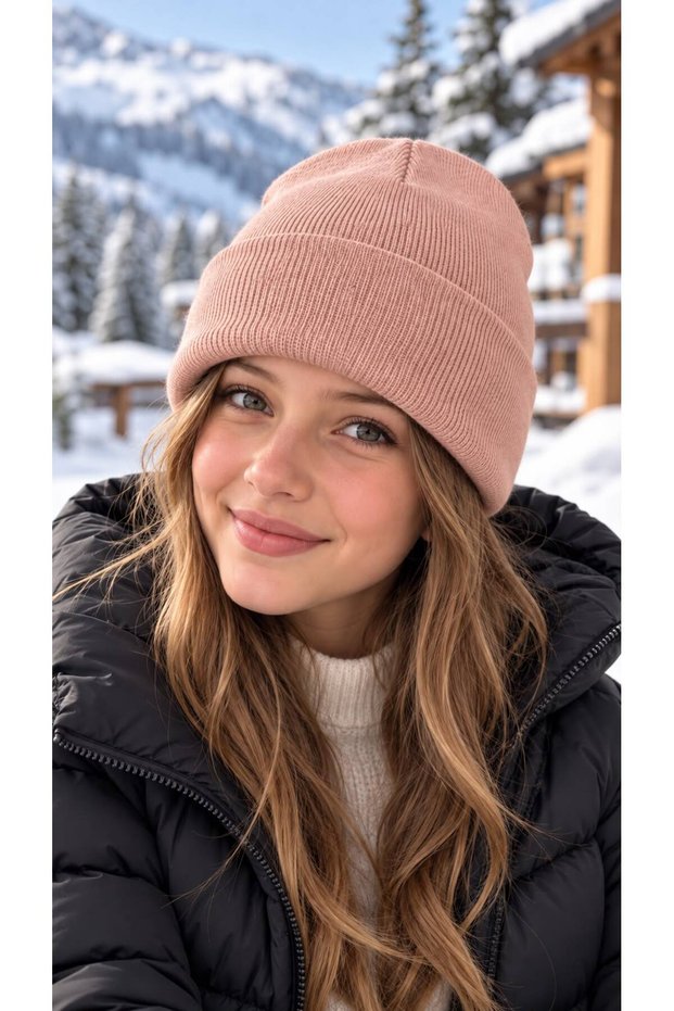 Pink Soft-Textured Knit Girl's Beanie, Ages 7–12