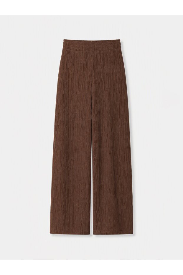LCW EVERYDAY Brown Raschel Solid Standard & Regular Wide-Leg Women's Pants—The ALITA CITY Difference
