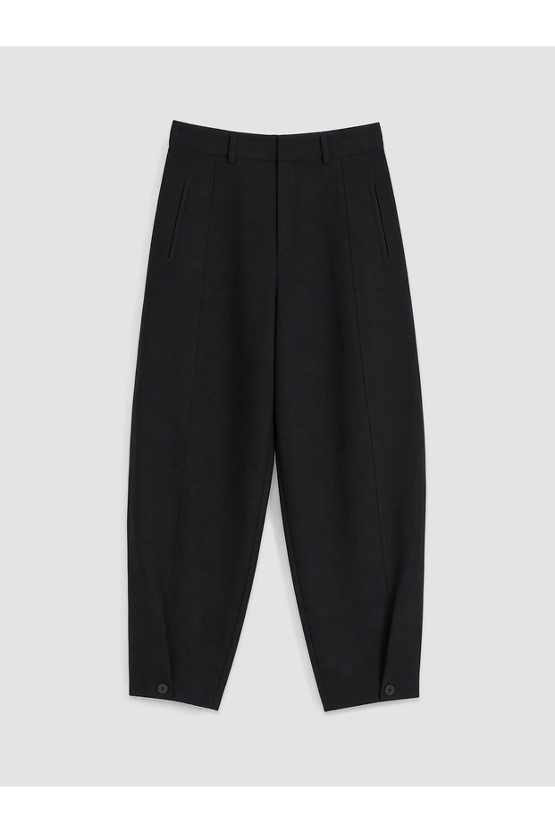 LCW Vision Black Polyviscose Straight-Leg Balloon Fit Tapered-Leg Women's Pants, with the ALITA CITY Touch