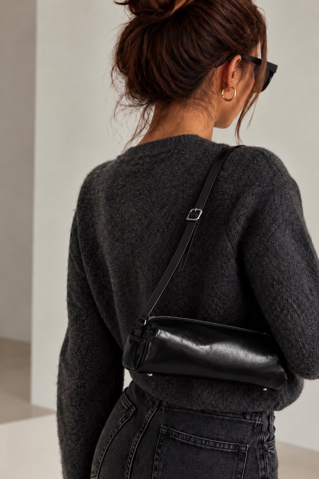 Women's Shiny Leather-Look Baguette Shoulder Bag