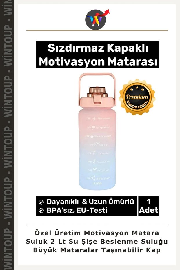 Motivasyon Water Bottle, Healthy Plastic 2-Liter Water Bottle, Sports Water Bottle