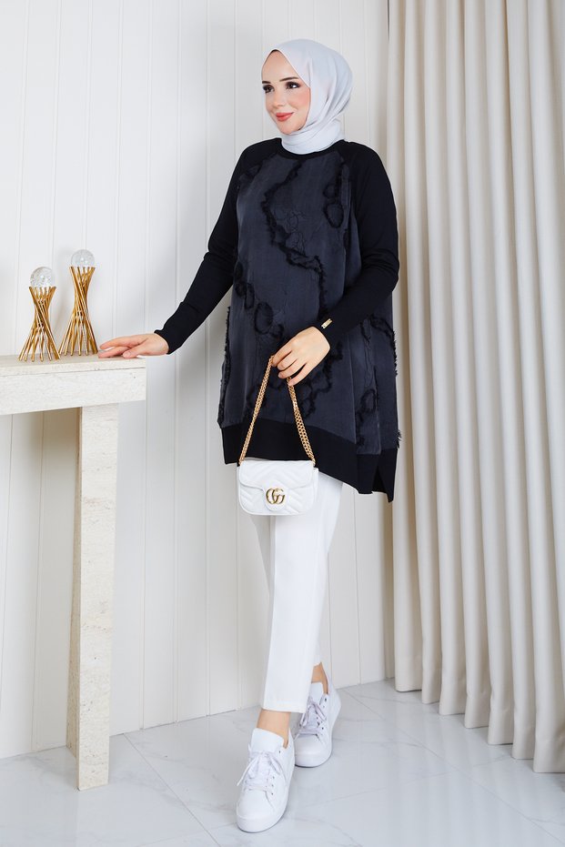 Women's Silk-Cupra Fringed Mercerized Knit Tunic