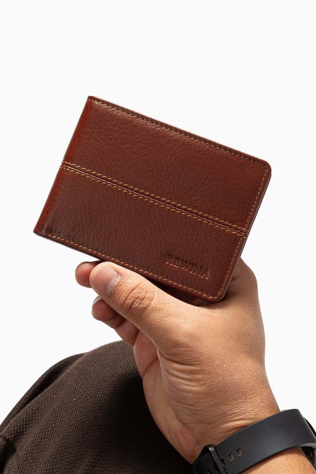 Kervon 9013 Genuine Leather Men's Wallet with 10 Card Slots and a Transparent ID Pocket