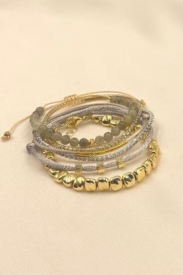 Beaded Gold Waterway Floss String Bracelet Set, 6 Pieces