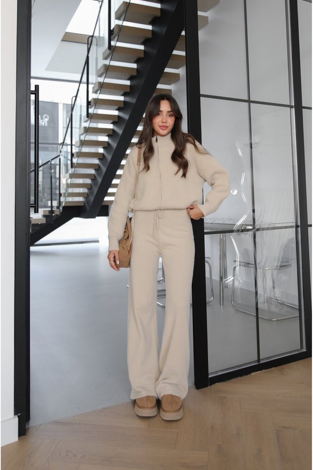 Beige Kavya Double-Zip Yumoş Set