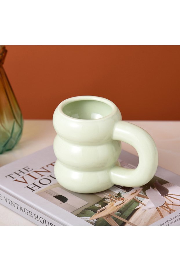 High-value Creative Hand-held Ceramic Mug Large Capacity Large Ear Cup Corporate Logo Latte Coffee