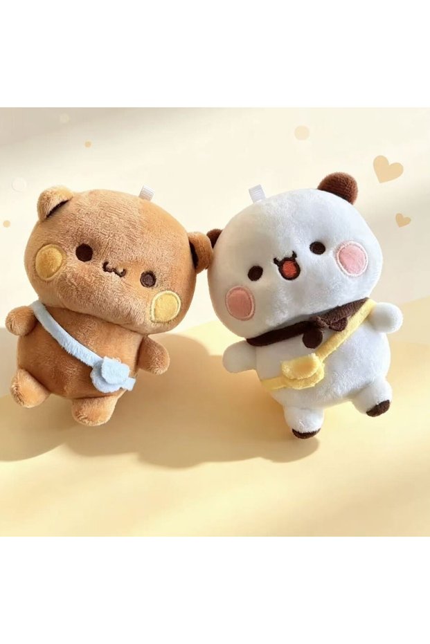 Bubu and Yier 1/2Pcs New Bear Bubu and Yier Plush Pendant Keychain Dolls Cute Cartoon Panda Bear Key