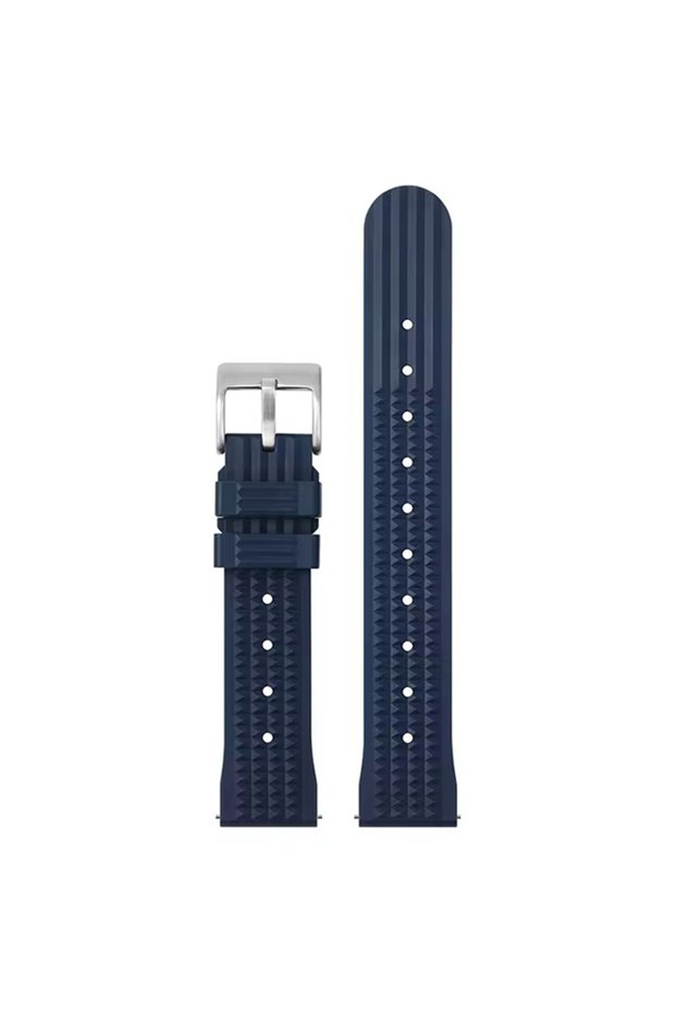 20mm Deep Blue-Silver Watchdives Universal Diver Watch Strap 20mm 22mm Soft Waffle Rubber Watch Band