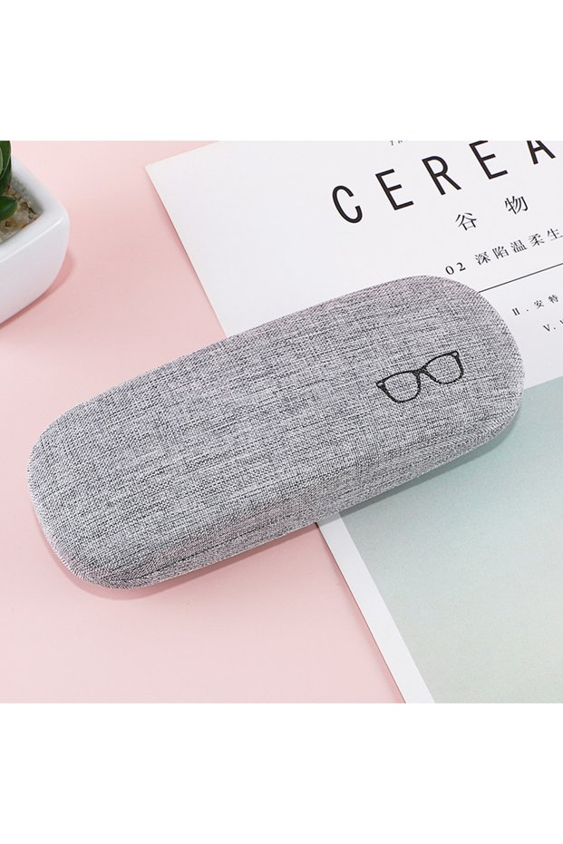 Grey Fashion Glasses Case Hard Shell Linen Fabrics Eyewear Cases Cover Protective for Men Women Sung