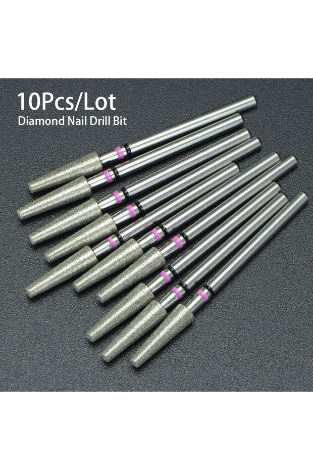 10pcs set HS21f 10Pcs High Quality Diamond Nail Drill Bit For Manicure Burr Cuticle Dead Skin Clean