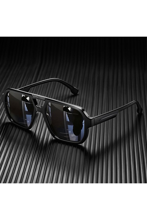 black Polarized Pilot Sunglasses Men Women 2026 Retro Square Double Bridge Vintage Sun Glasses UV400