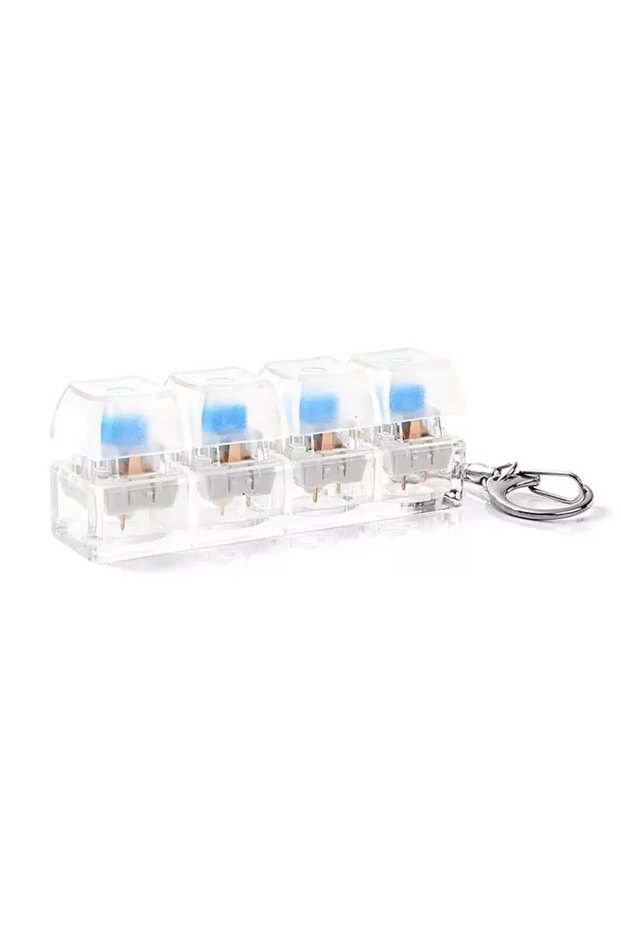 transparent Colorful Acrylic Button Keycap Keychain 4 Keys Keyboard Decompression Relief Keyrings fo