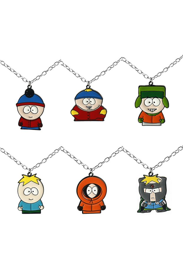 6Pcs-set 6Pcs/set Anime South Park Necklace Stan Kyle Kenny Cartman Chain Necklace Handmade Jewelry