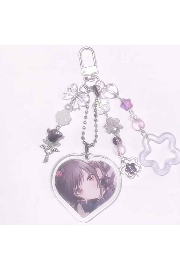 K-Sekai-2 Kawaii Anime Project Sekai Heart Beaded Keychain Star & Flower Pendant Coquette Y2K Aesthe