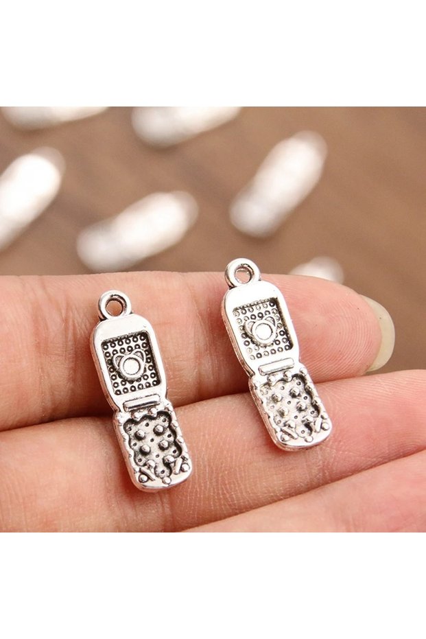 10pcs 10PCS 9*27mm Picture Color Cellphone Mobile Charms Pendant Metal Alloy DIY Necklace Bracelet E
