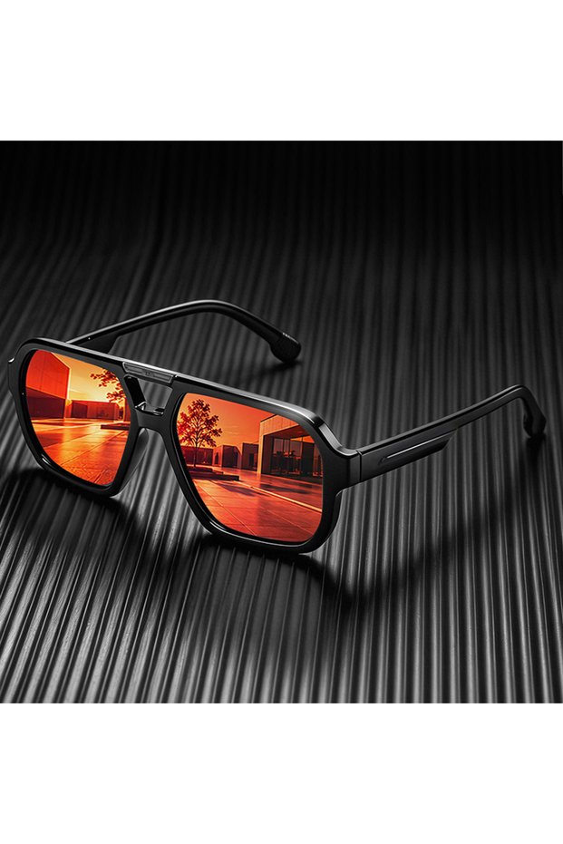 red Polarized Pilot Sunglasses Men Women 2026 Retro Square Double Bridge Vintage Sun Glasses UV400 D