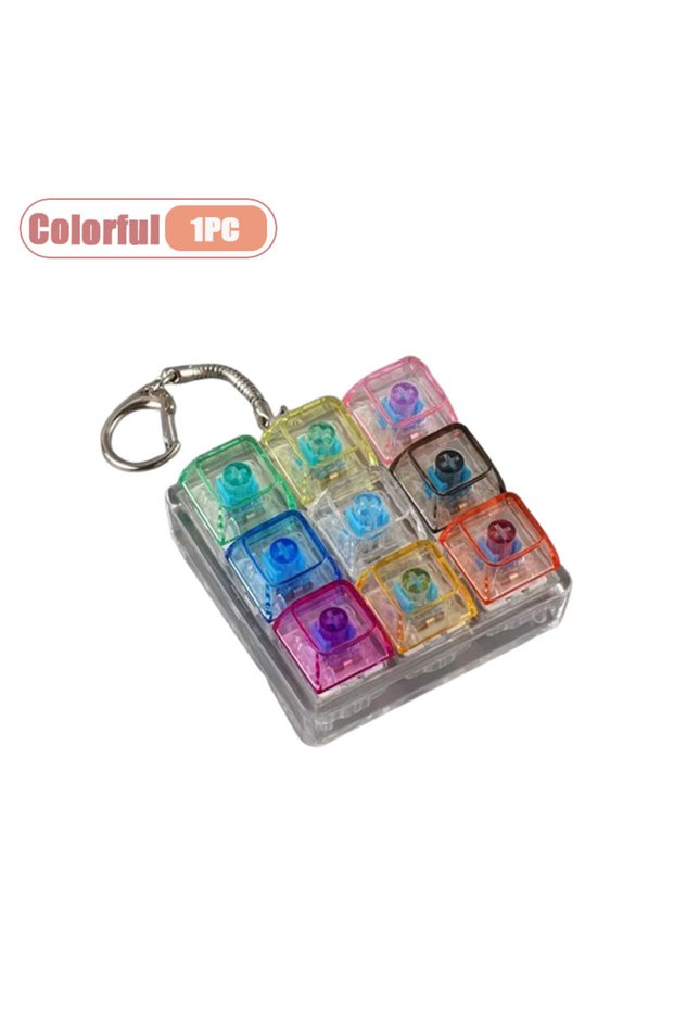 Colorful-1PC Mechanical Keyboard Switch Tester Keychain Fidget with LED Light DIY Keycap Stress Reli