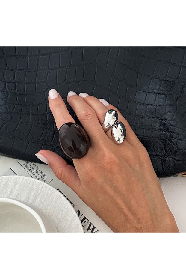 Mixed Color SHIXIN 2Pcs/Set Vintage Metal Water Drop Acrylic Ring Women 2026 Fashion Geometric Thick