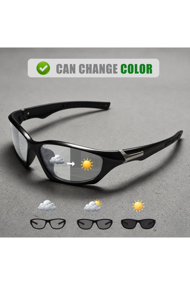 Photochromic Multifunctional Polarized Photochromic Sports Sunglasses&Night Vision Driving Glasses