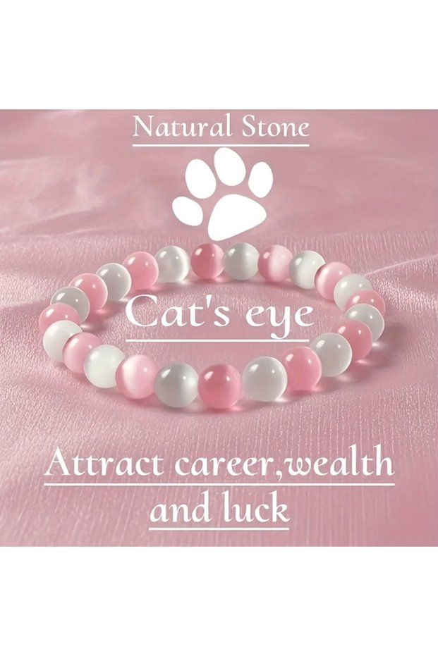 pink Love Magic Bracelet Y2KCute Cat Eye Handmade Beads Prosperity and Love & Show Love Chakra Jewel