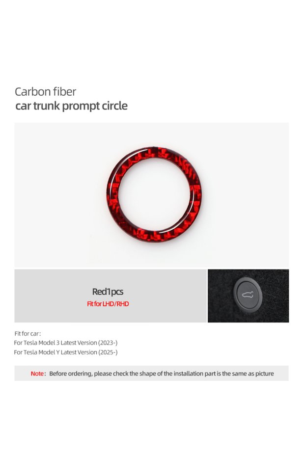 Trunk Circle For Tesla Model Y Juniper 2025 2026 Model 3 Highland 2024- Real Carbon Fiber Door Switc