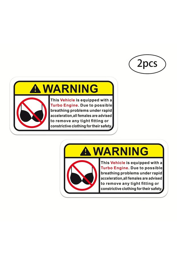 2PCS Funny Warning Turbo Stickers Waterproof Vinyl Decals For Car Exterior Decor