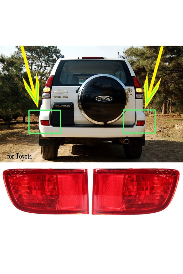 L and R For Toyota Land Cruiser Prado 120 Tail Lamp 2002-2009 Rear Bumper Reflectors Lights No Bulb