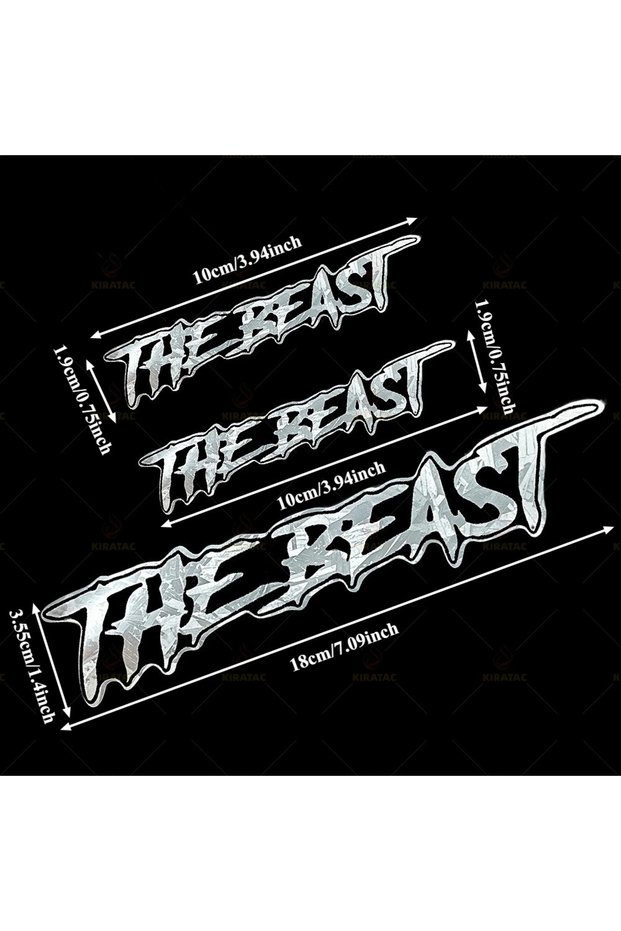 Image size WQ81-3PC Holographic "THE BEAST" Sticker Set Waterproof Vinyl Decal for Motorcycle Helmet