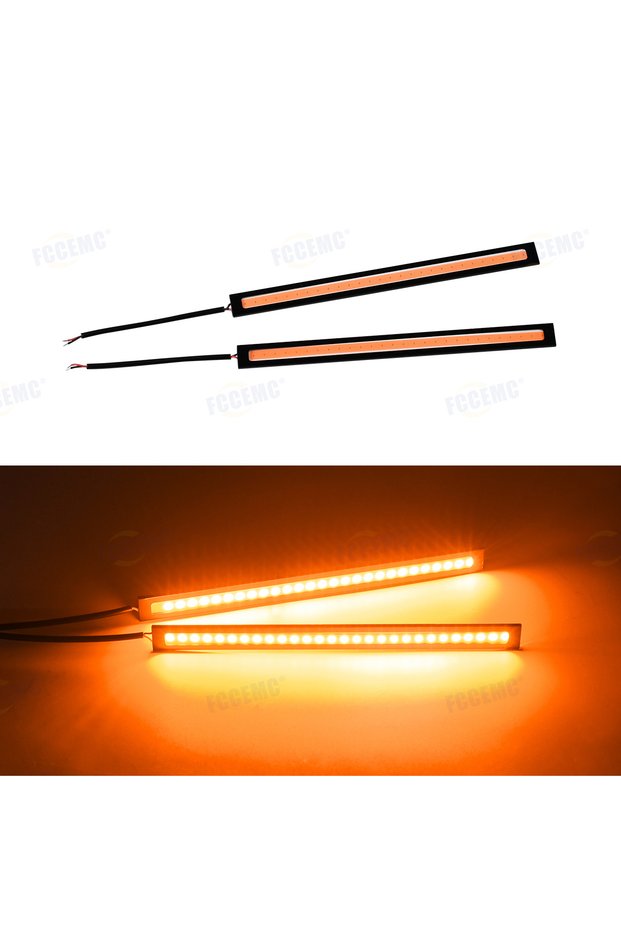 Orange 2pcs Ultra Thin Bright LED Car COB Daytime Running Lights Waterproof Night Lighting Decorativ