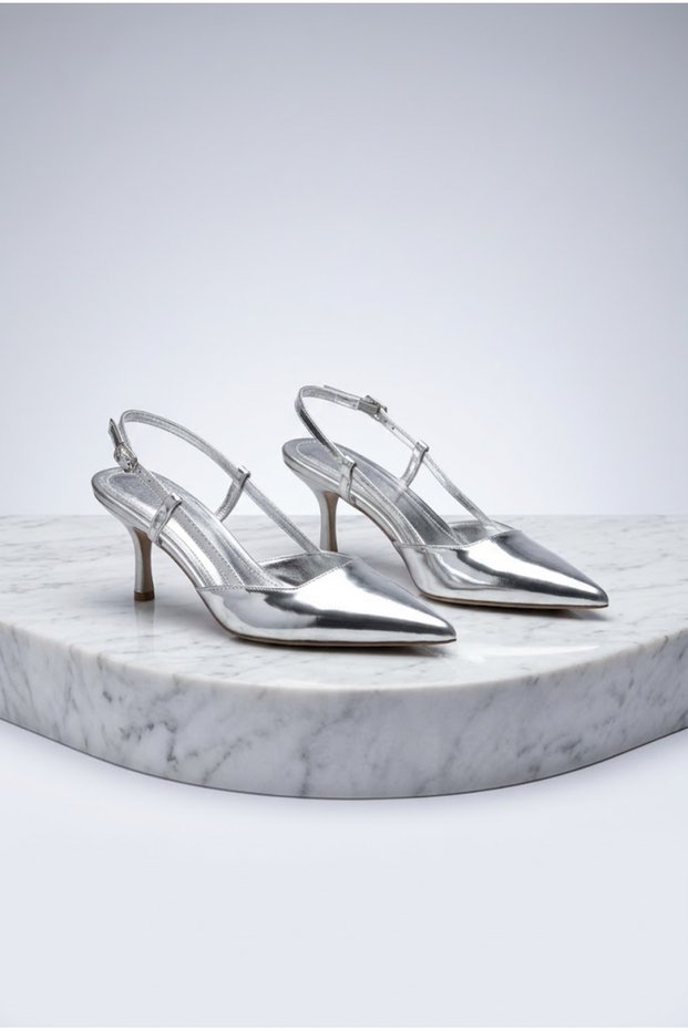 Dou-1 Women's Heeled Shoes with Stiletto Heels, Side Straps, and Mirror-Finish Leather