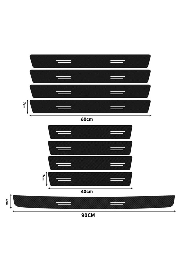 9 psc White line 1/4/5/9Pcs Car Door Carbon Fiber Threshold Protector Decal for Trunk Bumper Sticker
