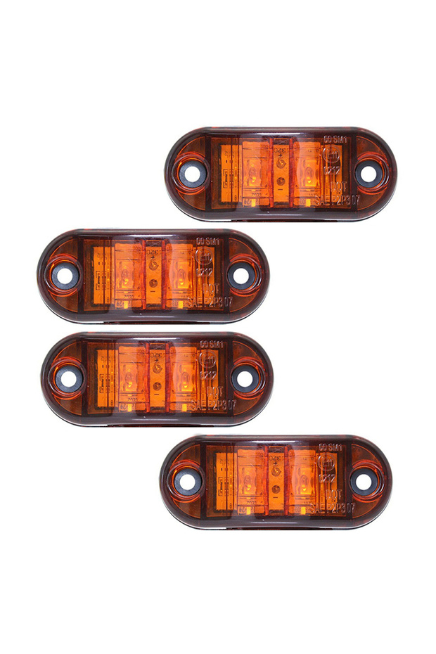 YELLOW 4PC Yellow Amber White Red 2 LED 2.5INCH 2 Diode Light Oval Clearance Trailer Truck LED Side