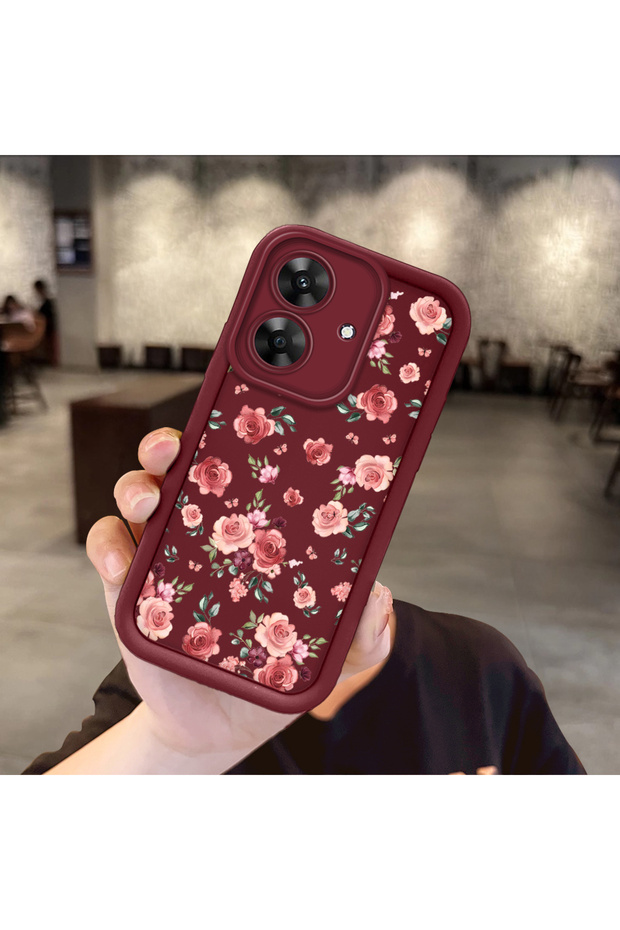 Realme Note 60 Compatible Romantic Rose Butterfly-Printed Phone Case, Shock-Resistant