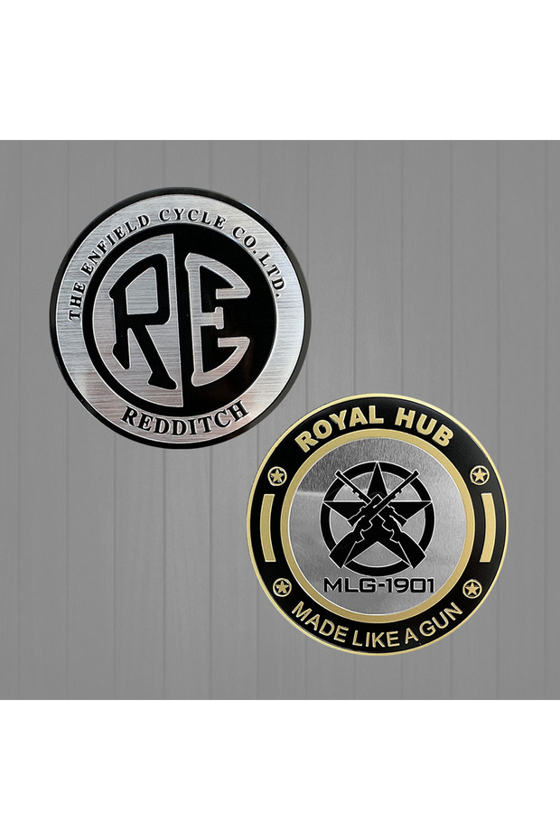 005-2PCS For Retro ROYAL 3D Aluminum Sticker Reflective Motorcycle Accessories Racing Straddle Motor