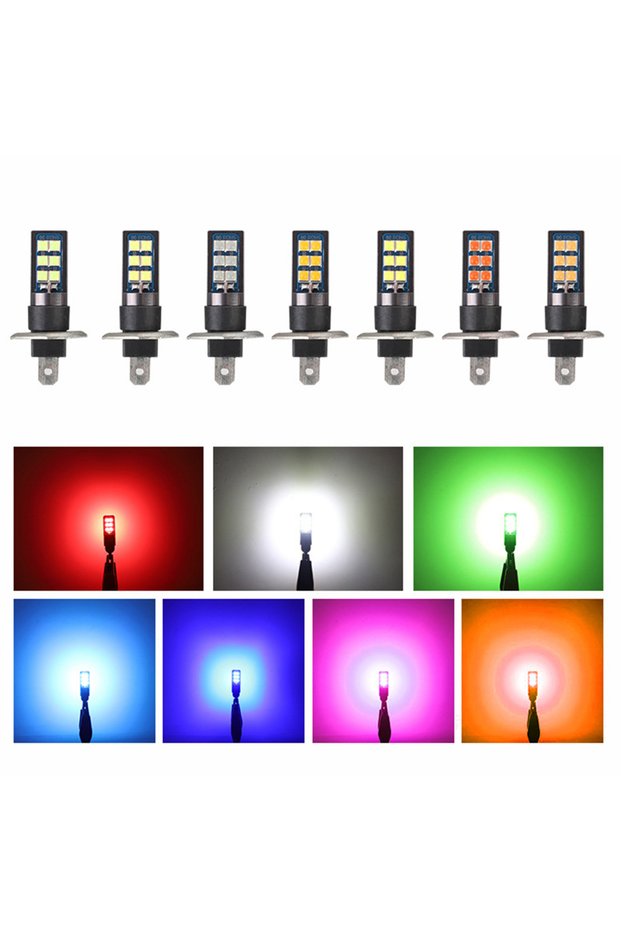 Iceblue H1 2x 7 Colors H1 H3 880 Canbus Super Bright LED Bulb Car Fog Light Headlight Bulbs 3030 12S